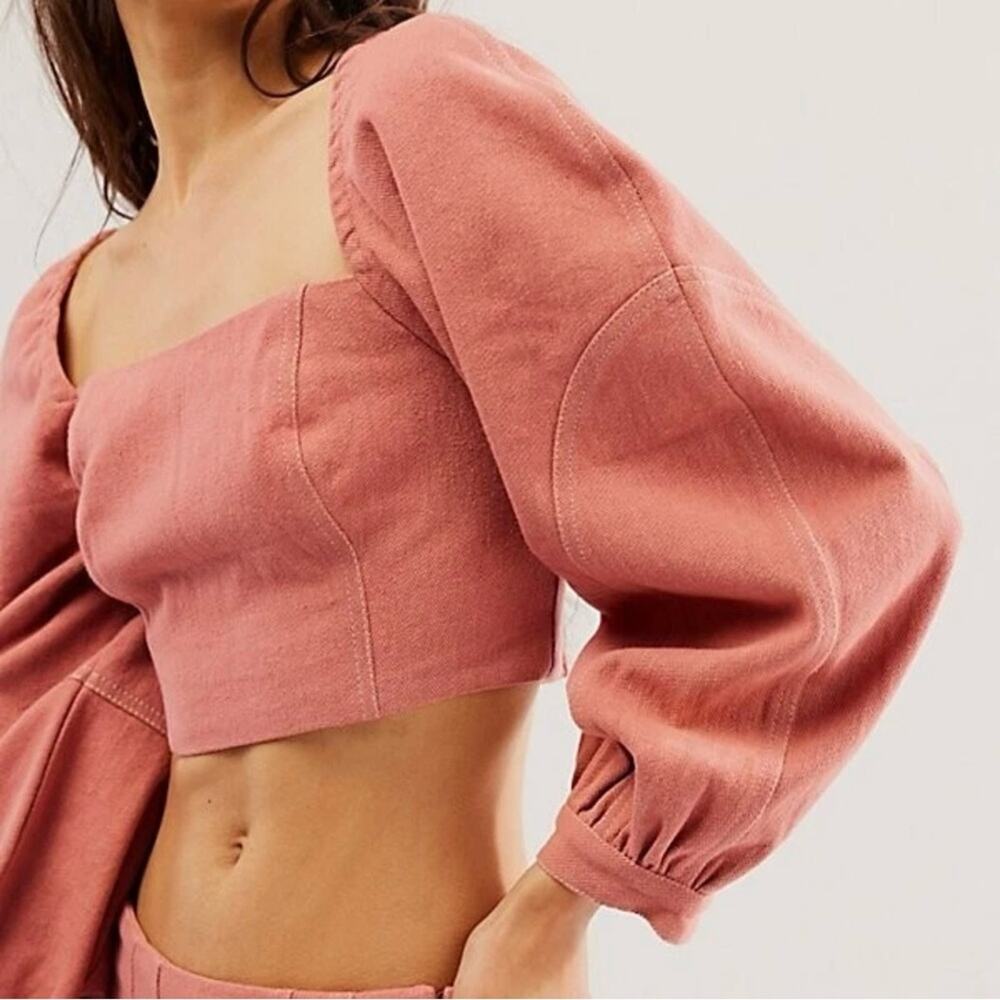 Free People Womens 0 Marley Denim Cropped Top